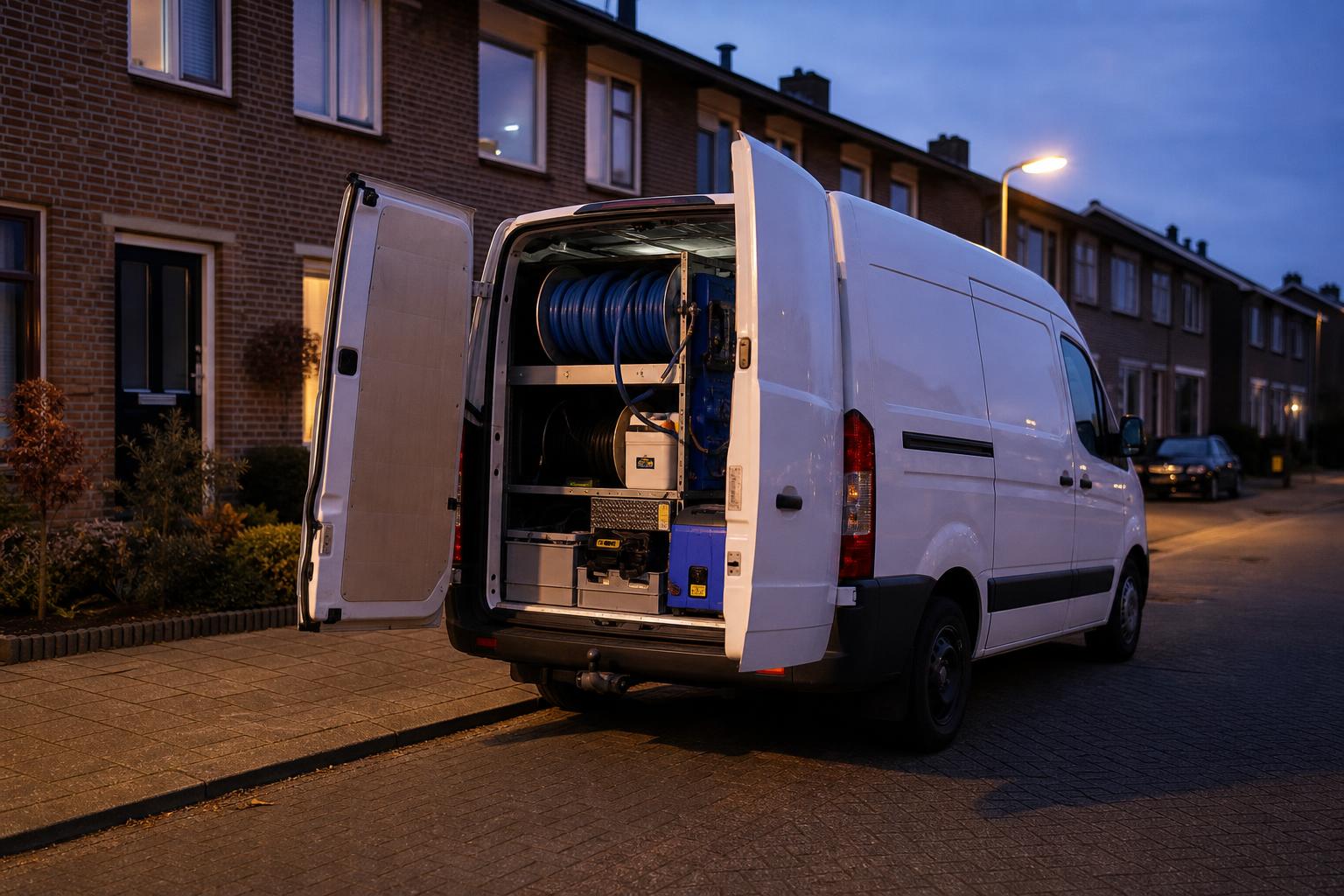 Specialist laadt uit bij een woning na spoedmelding